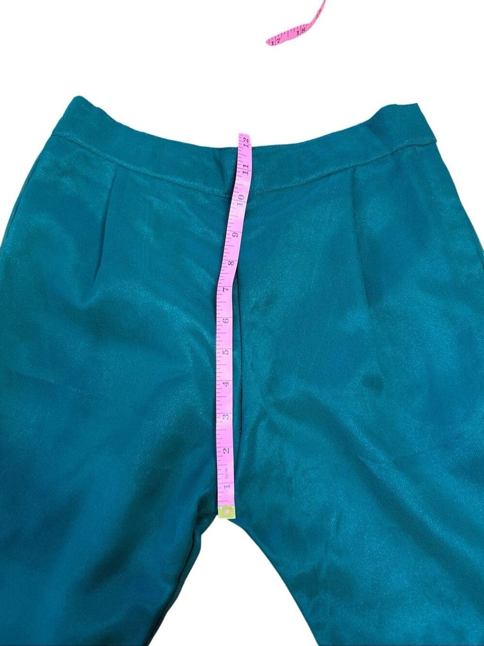 60s Vintage Green Embroidered Flare Tulle Pull on Pants XS - Picture 7 of 7